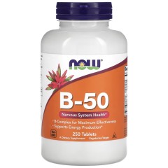 NOW Foods, B-50, добавка с витаминами группы В, 250 таблеток